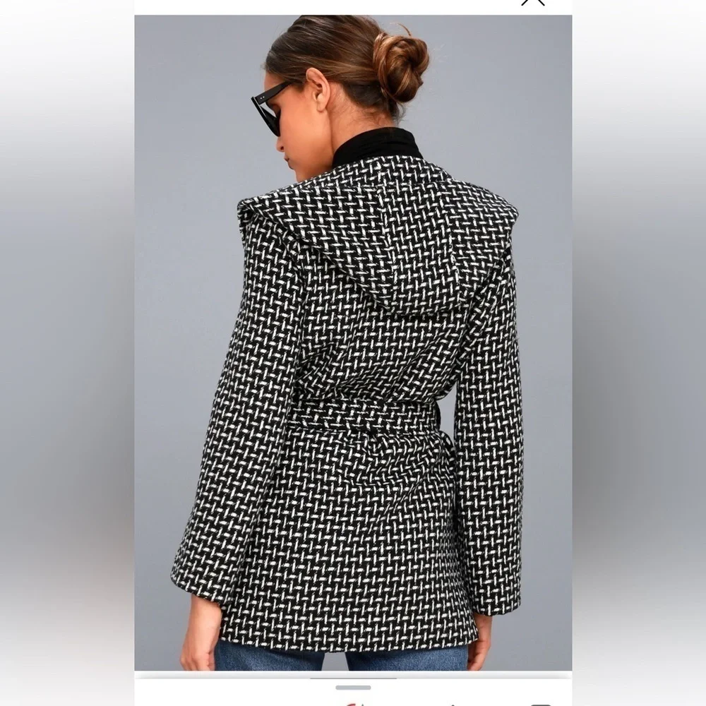 Jack by BB Dakota Ilora Wool Blend Hooded Jacket Oversized Welt Pockets Small